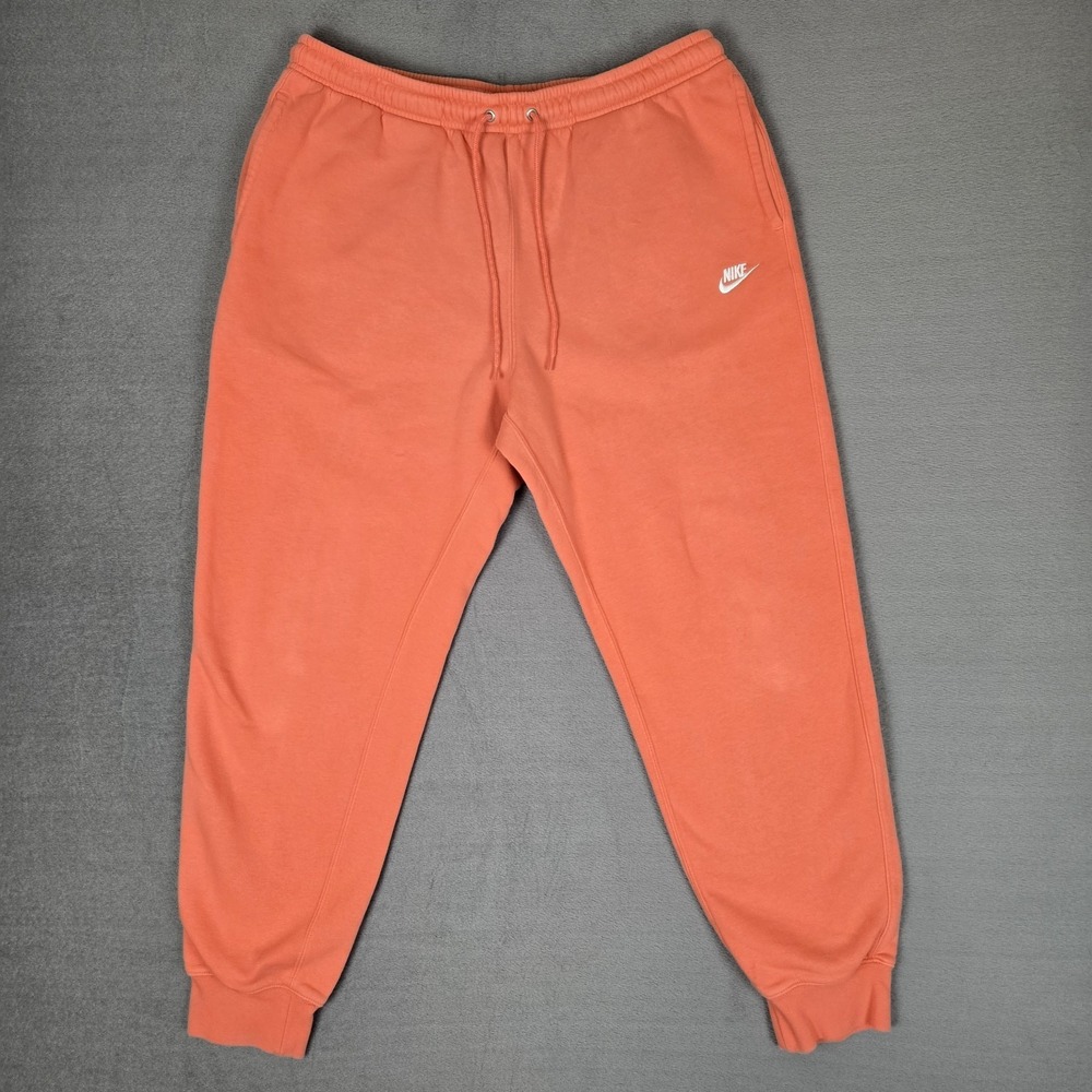 Nike Club Fleece Joggers Mens Large Orange Tapered Leg Pants FN3787-814